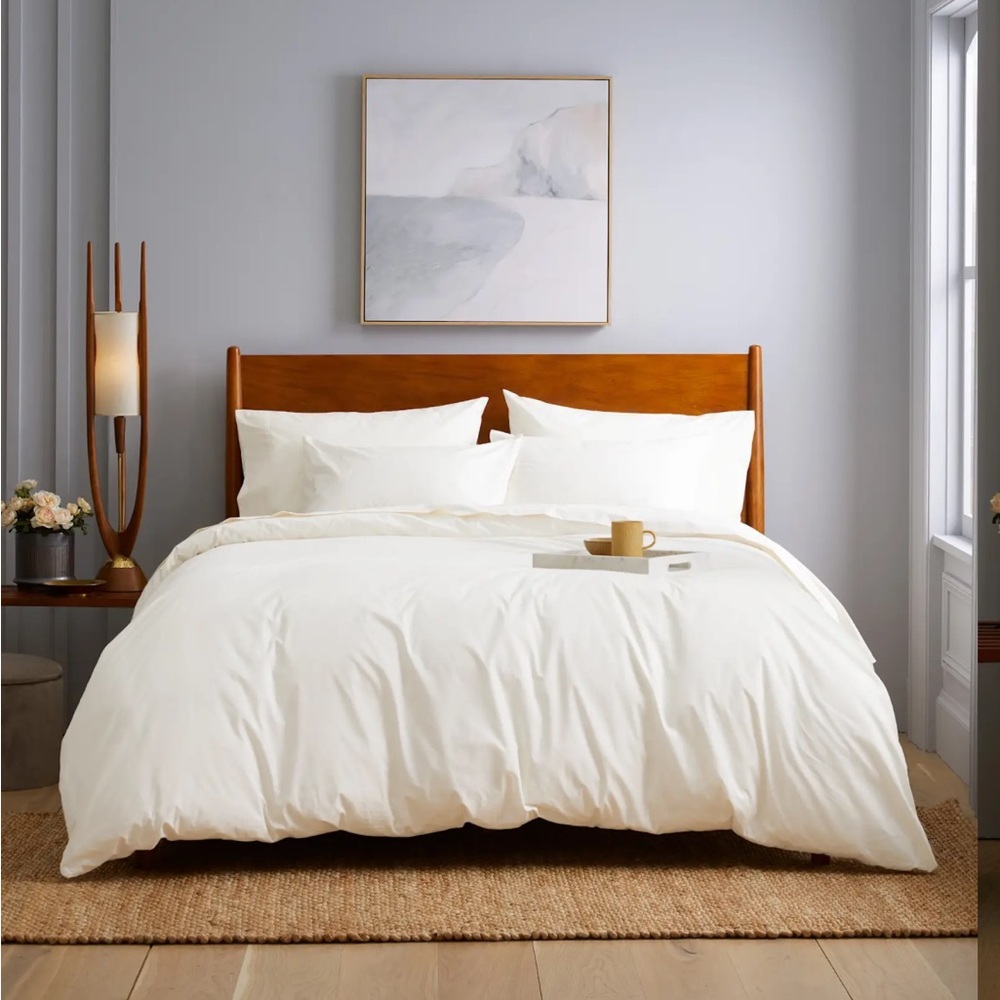 New Quince Classic Organic Percale Queen Duvet Cover in White